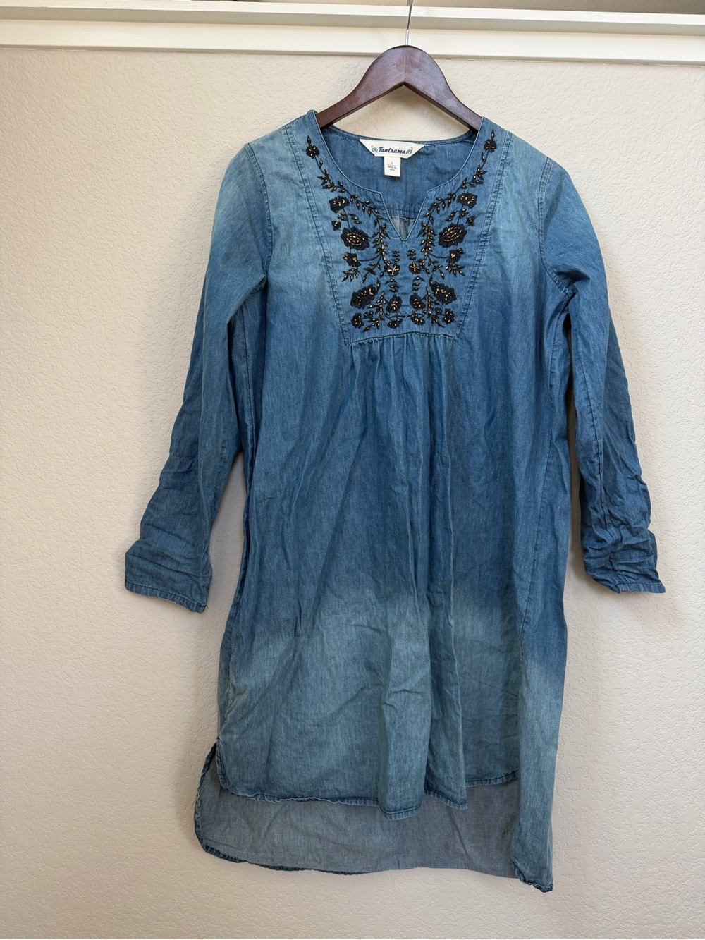 Tantrums Blue Denim Tunic with Black Embroidery